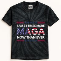 I Am 34 Times More Maga Now Than Ever | Trump Supporters Kids Tie-Dye T-Shirt