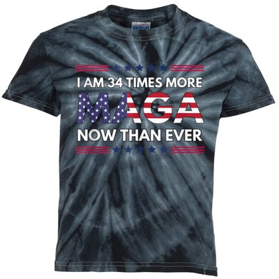 I Am 34 Times More Maga Now Than Ever | Trump Supporters Kids Tie-Dye T-Shirt