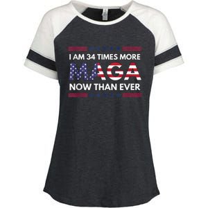 I Am 34 Times More Maga Now Than Ever | Trump Supporters Enza Ladies Jersey Colorblock Tee