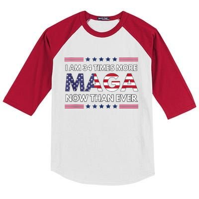 I Am 34 Times More Maga Now Than Ever | Trump Supporters Kids Colorblock Raglan Jersey