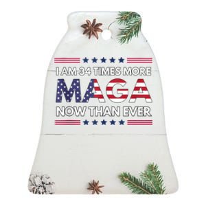 I Am 34 Times More Maga Now Than Ever | Trump Supporters Ceramic Bell Ornament