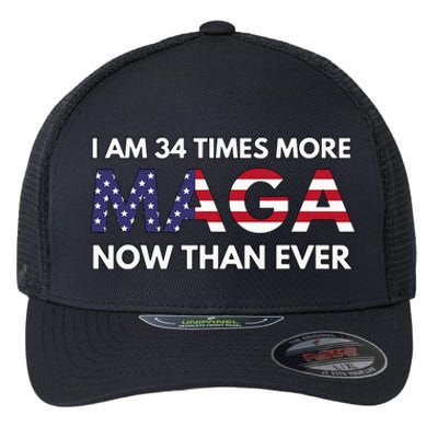 I Am 34 Times More Maga Now Than Ever Support Trump Flexfit Unipanel Trucker Cap