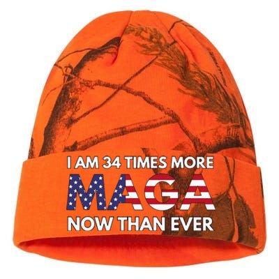 I Am 34 Times More Maga Now Than Ever Support Trump Kati Licensed 12" Camo Beanie