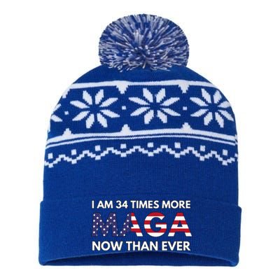 I Am 34 Times More Maga Now Than Ever Support Trump USA-Made Snowflake Beanie