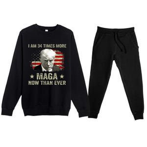 I Am 34 Times More Maga Now Than Ever Trump Supporters Premium Crewneck Sweatsuit Set