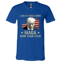 I Am 34 Times More Maga Now Than Ever Trump Supporters V-Neck T-Shirt