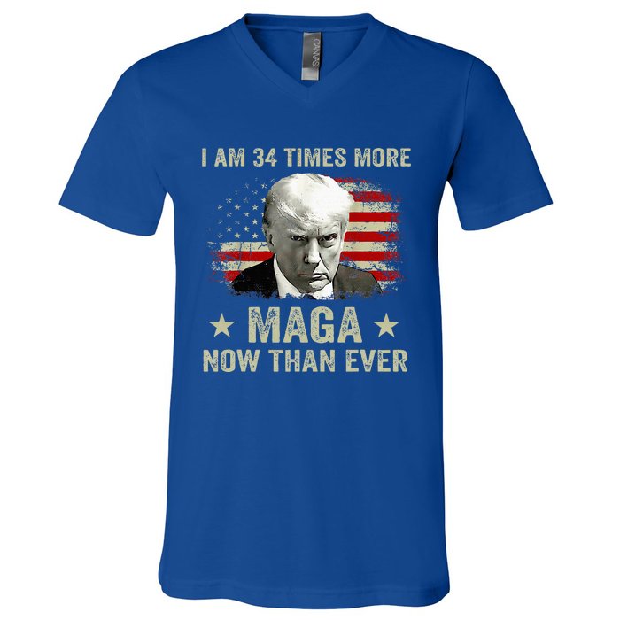 I Am 34 Times More Maga Now Than Ever Trump Supporters V-Neck T-Shirt