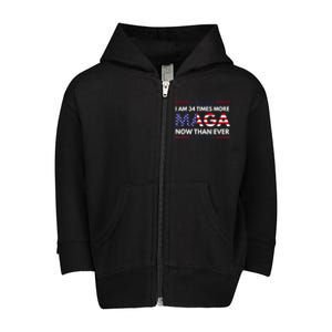 I Am 34 Times More Maga Now Than Ever Trump Supporters Toddler Zip Fleece Hoodie