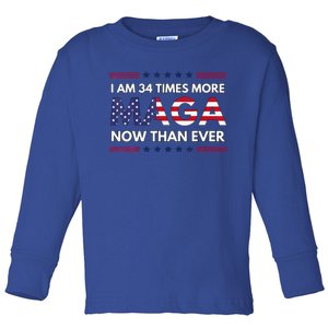 I Am 34 Times More Maga Now Than Ever Trump Supporters Toddler Long Sleeve Shirt