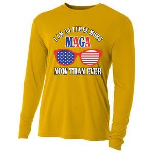 I Am 34 Times More Maga Now Than Ever Trump Supporters Cooling Performance Long Sleeve Crew