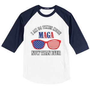 I Am 34 Times More Maga Now Than Ever Trump Supporters Baseball Sleeve Shirt