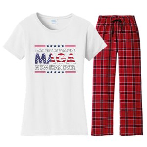 I Am 34 Times More Maga Now Than Ever Trump Supporters Women's Flannel Pajama Set