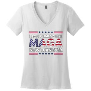 I Am 34 Times More Maga Now Than Ever Trump Supporters Women's V-Neck T-Shirt