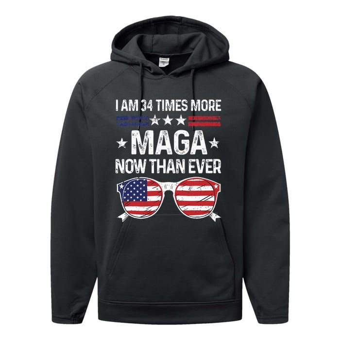 I Am 34 Times More Maga Now Than Ever Performance Fleece Hoodie