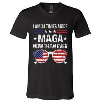 I Am 34 Times More Maga Now Than Ever V-Neck T-Shirt