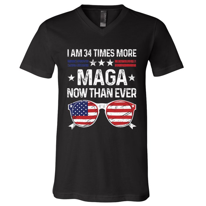 I Am 34 Times More Maga Now Than Ever V-Neck T-Shirt