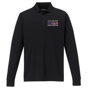 I Am 34 Times More Maga Now Than Ever Support Trump Performance Long Sleeve Polo