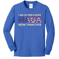 I Am 34 Times More Maga Now Than Ever Support Trump Kids Long Sleeve Shirt