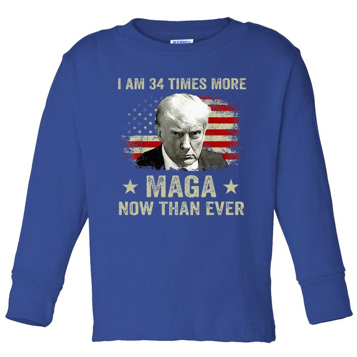 I Am 34 Times More Maga Now Than Ever Trump Toddler Long Sleeve Shirt