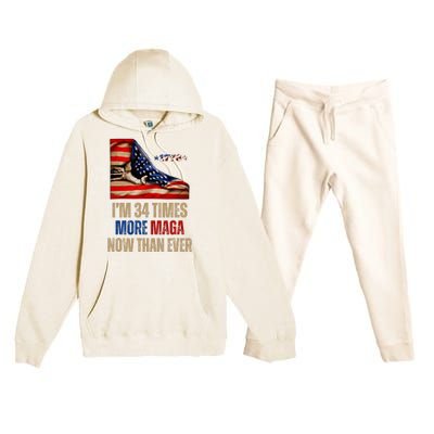 I Am 34 Times More Maga Now Than Ever 1776 Felon Trump Premium Hooded Sweatsuit Set