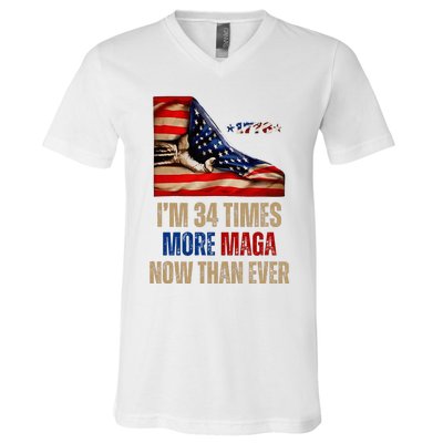 I Am 34 Times More Maga Now Than Ever 1776 Felon Trump V-Neck T-Shirt