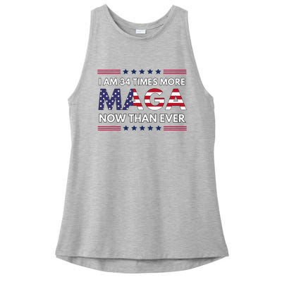 I Am 34 Times More Maga Now Than Ever Trump Supporters Ladies PosiCharge Tri-Blend Wicking Tank