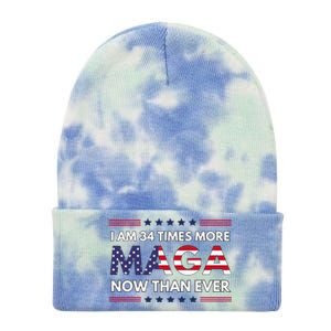 I Am 34 Times More Maga Now Than Ever Trump Supporters Tie Dye 12in Knit Beanie