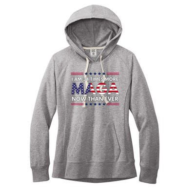 I Am 34 Times More Maga Now Than Ever Trump Supporters Women's Fleece Hoodie