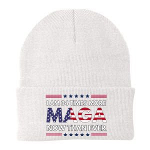 I Am 34 Times More Maga Now Than Ever Trump Supporters Knit Cap Winter Beanie