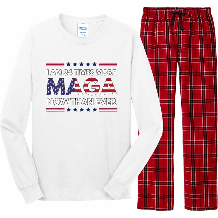 I Am 34 Times More Maga Now Than Ever Trump Supporters Long Sleeve Pajama Set