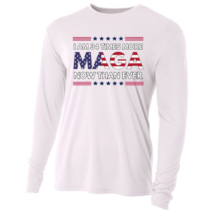 I Am 34 Times More Maga Now Than Ever Trump Supporters Cooling Performance Long Sleeve Crew