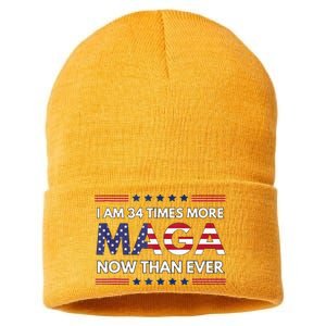 I Am 34 Times More Maga Now Than Ever Trump Supporters Sustainable Knit Beanie