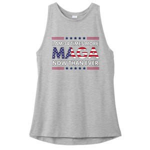 I Am 34 Times More Maga Now Than Ever Trump Supporters Ladies PosiCharge Tri-Blend Wicking Tank