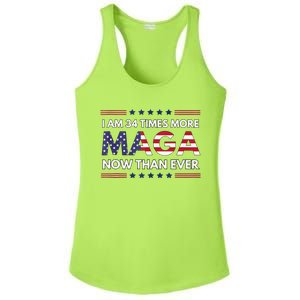 I Am 34 Times More Maga Now Than Ever Trump Supporters Ladies PosiCharge Competitor Racerback Tank