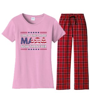 I Am 34 Times More Maga Now Than Ever Trump Supporters Women's Flannel Pajama Set