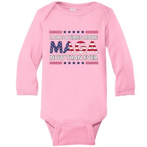 I Am 34 Times More Maga Now Than Ever Trump Supporters Baby Long Sleeve Bodysuit