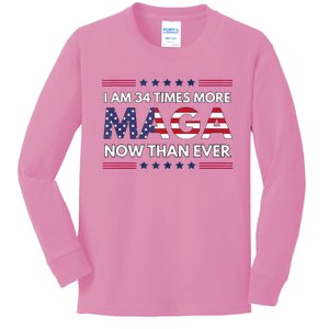 I Am 34 Times More Maga Now Than Ever Trump Supporters Kids Long Sleeve Shirt