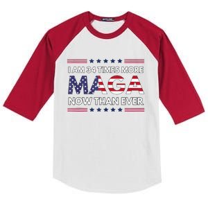 I Am 34 Times More Maga Now Than Ever Trump Supporters Kids Colorblock Raglan Jersey