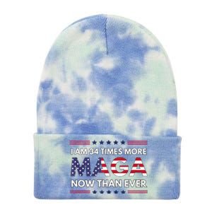 I Am 34 Times More Maga Now Than Ever Trump Supporters Tie Dye 12in Knit Beanie