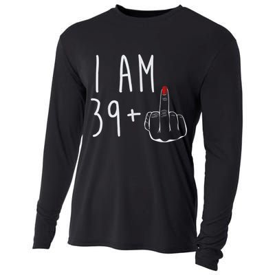 I Am 39 Plus 1 Middle Finger For A 40th Birthday For Wo Cooling Performance Long Sleeve Crew