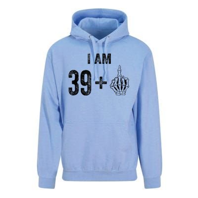 I Am 39 Plus 1 Middle Finger For A 40th Birthday For Unisex Surf Hoodie