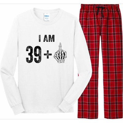 I Am 39 Plus 1 Middle Finger For A 40th Birthday For Long Sleeve Pajama Set