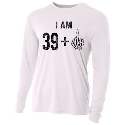 I Am 39 Plus 1 Middle Finger For A 40th Birthday For Cooling Performance Long Sleeve Crew