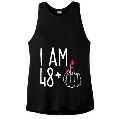 I Am 48 Plus 1 Middle Finger Funny 49th Ladies PosiCharge Tri-Blend Wicking Tank