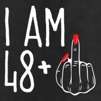 I Am 48 Plus 1 Middle Finger Funny 49th 7 Panel Mesh Trucker Snapback Hat