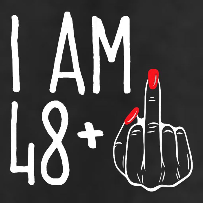 I Am 48 Plus 1 Middle Finger Funny 49th 7 Panel Mesh Trucker Snapback Hat