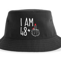 I Am 48 Plus 1 Middle Finger Funny 49th Sustainable Bucket Hat