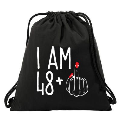I Am 48 Plus 1 Middle Finger Funny 49th Drawstring Bag