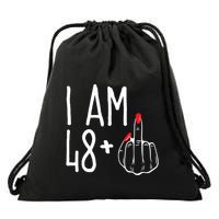 I Am 48 Plus 1 Middle Finger Funny 49th Drawstring Bag