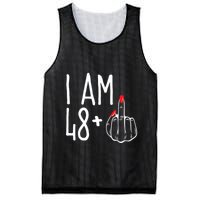 I Am 48 Plus 1 Middle Finger Funny 49th Mesh Reversible Basketball Jersey Tank